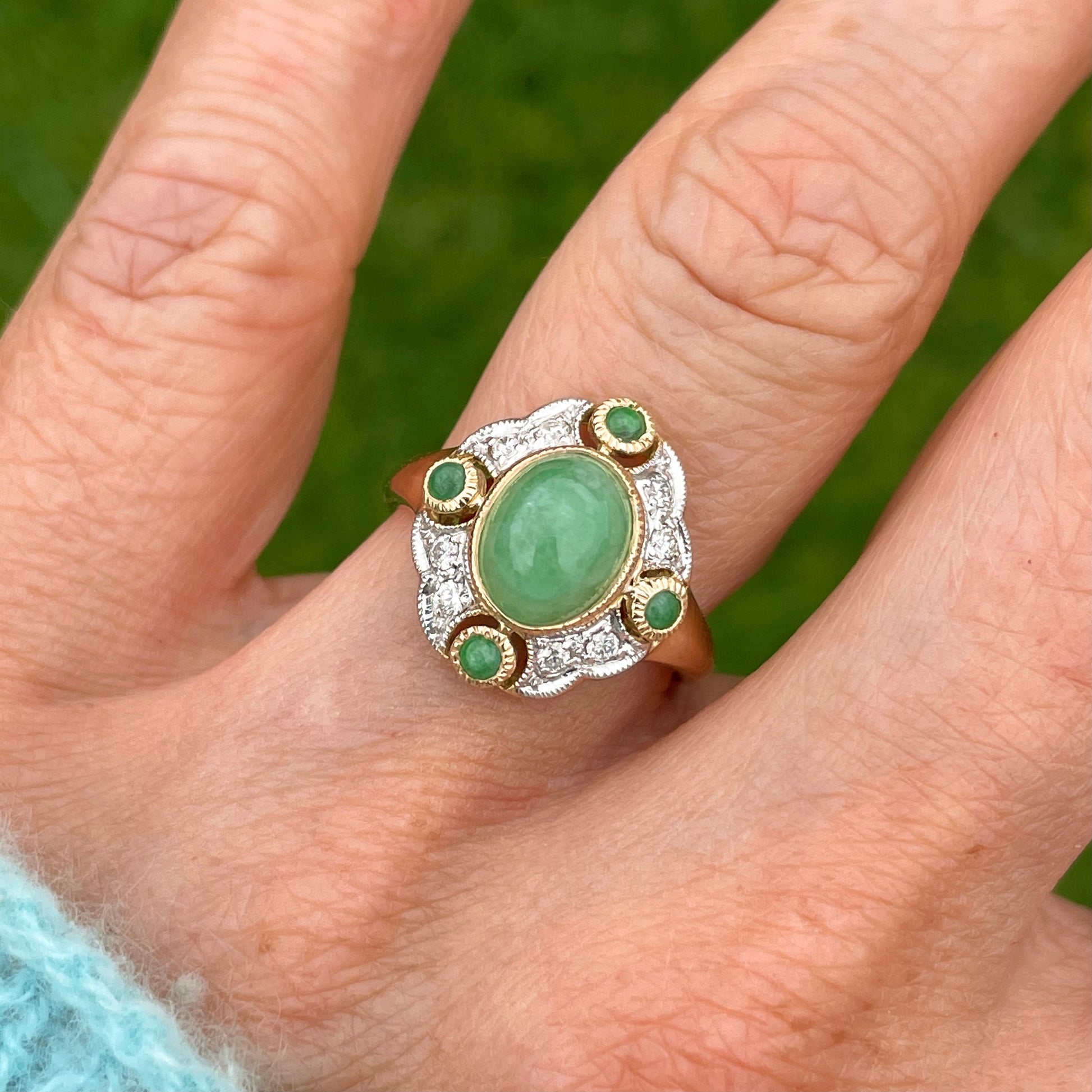 9ct Gold Jade & Diamond Ring - John Ross Jewellers