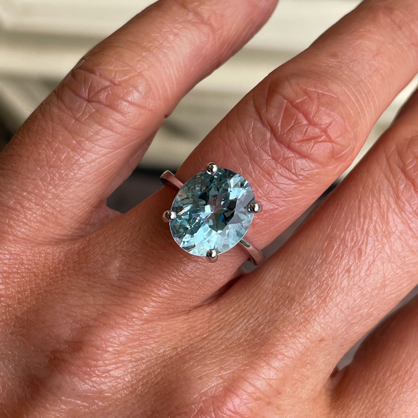 18ct White Gold Aquamarine Solitaire Ring | 5.22ct - John Ross Jewellers