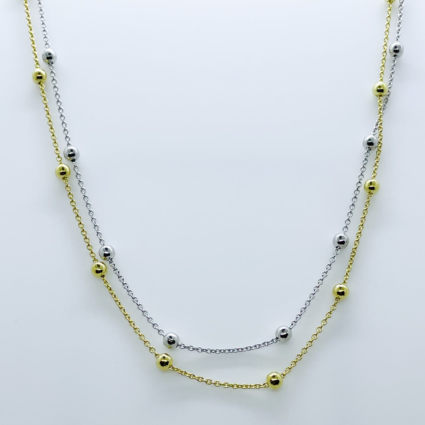 Silver Beaded Double Necklace | Two Tone - John Ross Jewellers