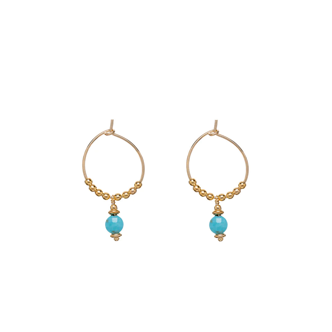 Sunshine Turquoise Nugget & Bead Hoop Earrings | 15mm - John Ross Jewellers