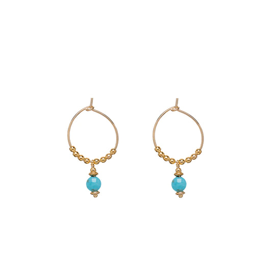 Sunshine Turquoise Nugget & Bead Hoop Earrings | 15mm - John Ross Jewellers