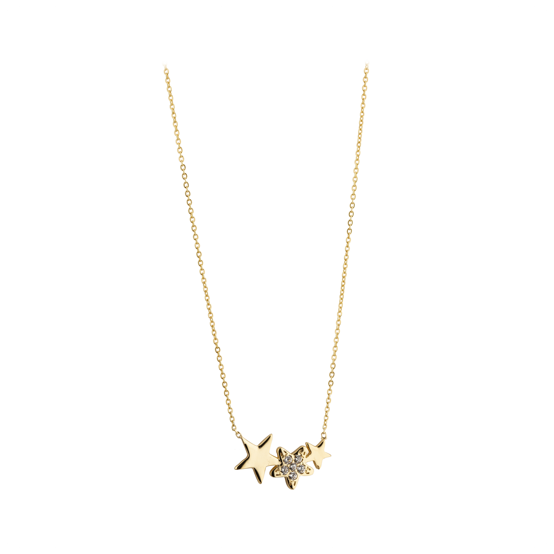 9ct Gold Three Star CZ Necklace - John Ross Jewellers