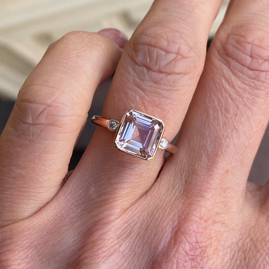 9ct Rose Gold Morganite & Diamond Ring - John Ross Jewellers