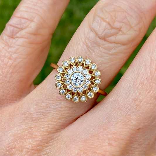 18ct Yellow Gold Cluster Diamond Ring - John Ross Jewellers