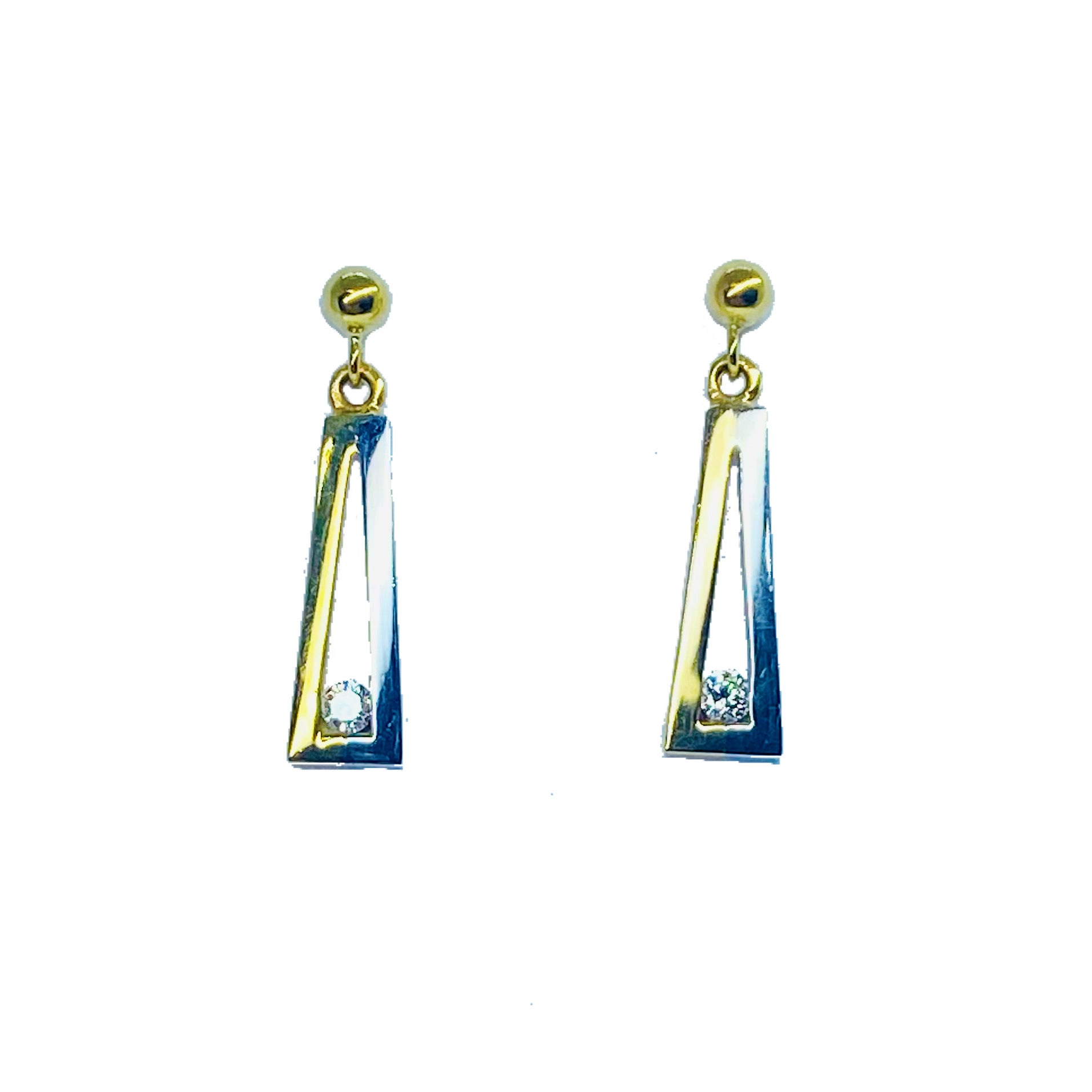 18ct Gold Diamond Set Two Tone Drop Earrings - John Ross Jewellers
