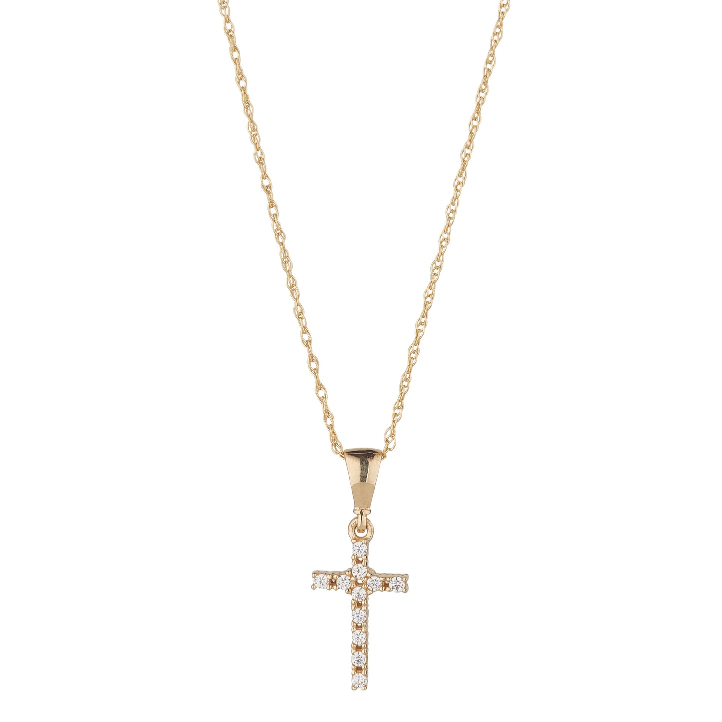 9ct Gold CZ Cross Necklace - John Ross Jewellers