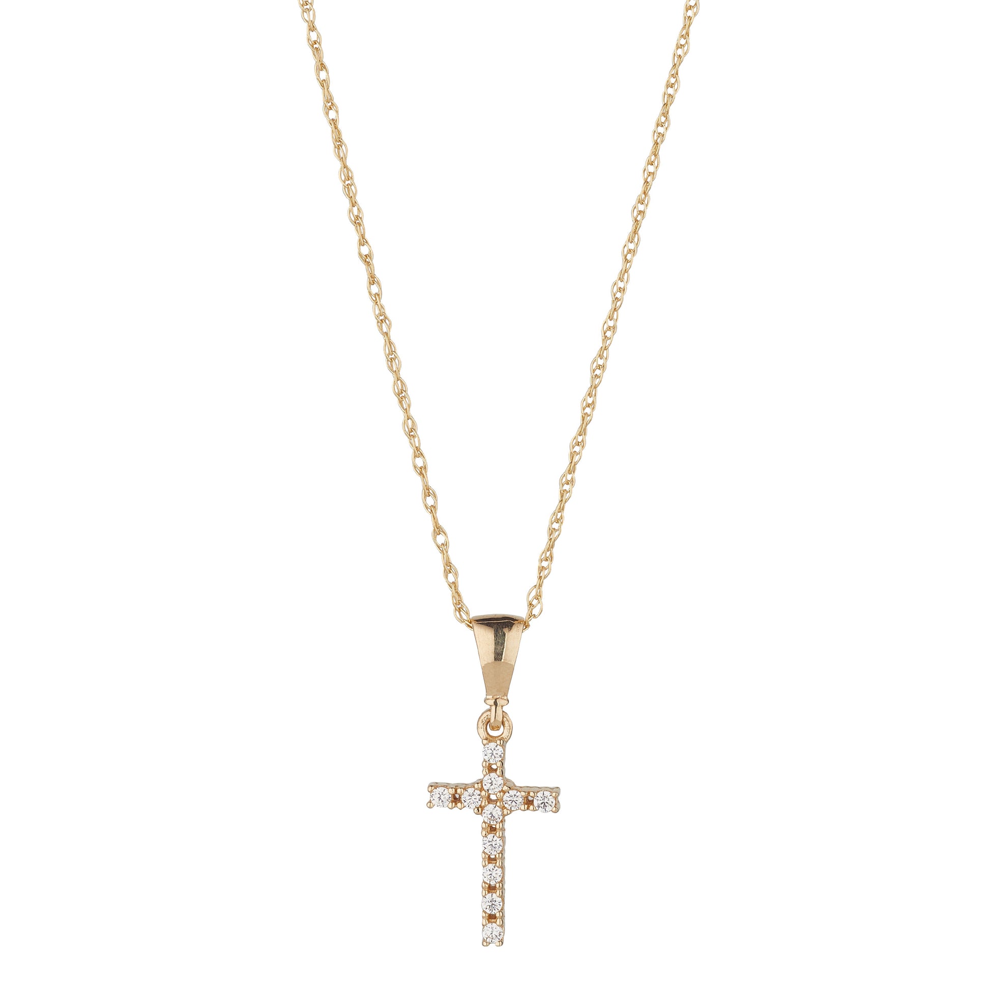 9ct Gold CZ Cross Necklace - John Ross Jewellers