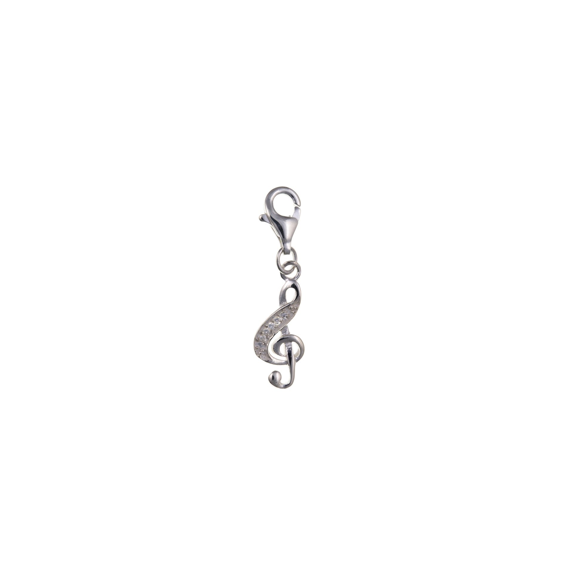 Silver CZ Treble Clef Charm - John Ross Jewellers