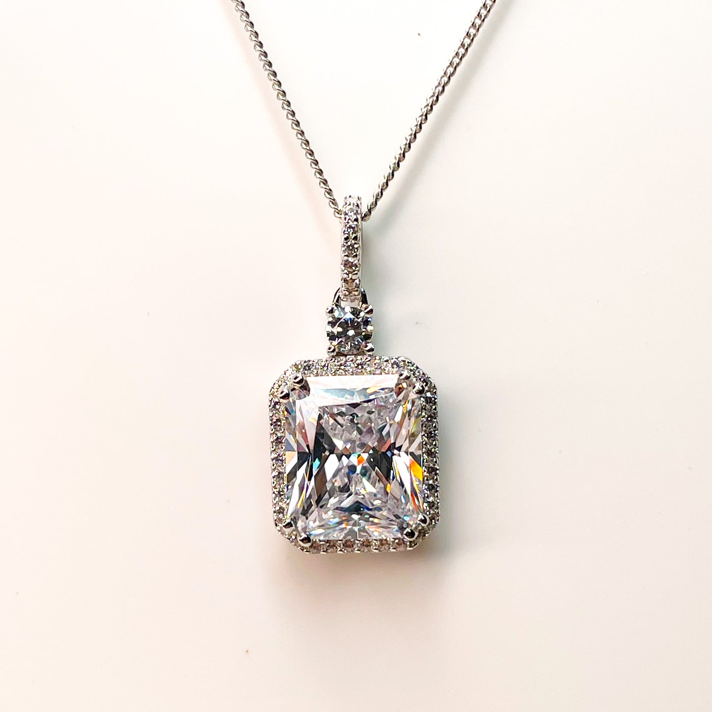 Silver Radiant CZ Pendant Necklace - John Ross Jewellers