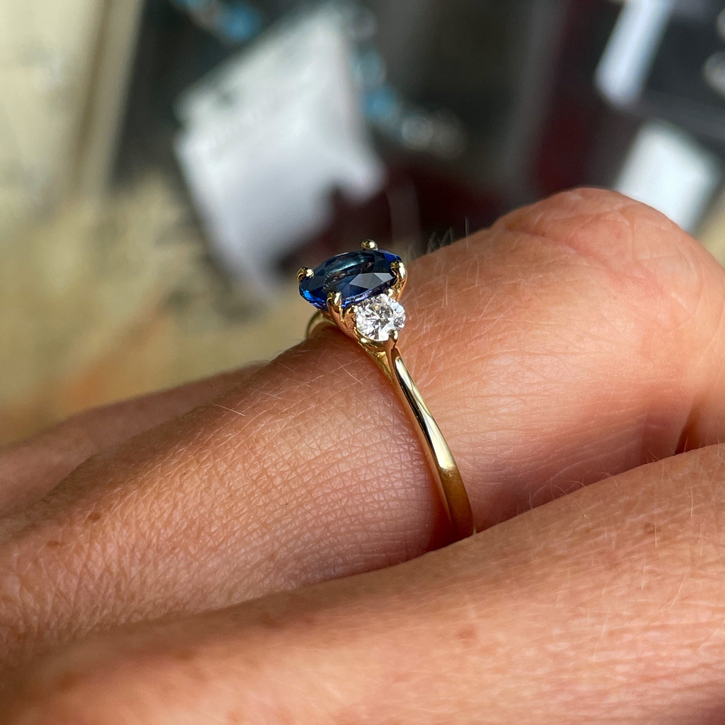 18ct Gold Sapphire & Diamond Engagement Ring | 0.81ct + 0.25ct - John Ross Jewellers