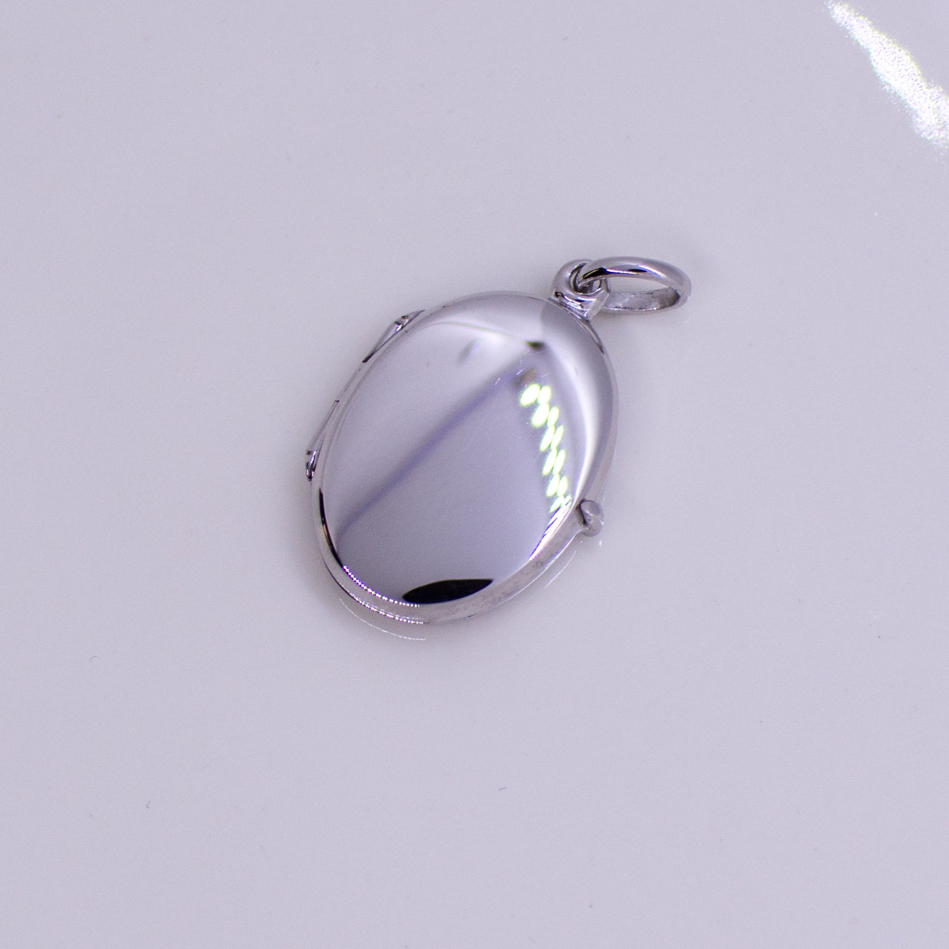 Silver Polished Oval Locket and Chain - John Ross Jewellers