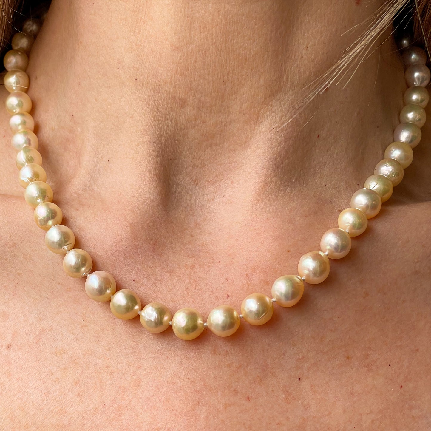 9ct Gold Lemon Cultured Pearl Necklace | 9mm - John Ross Jewellers
