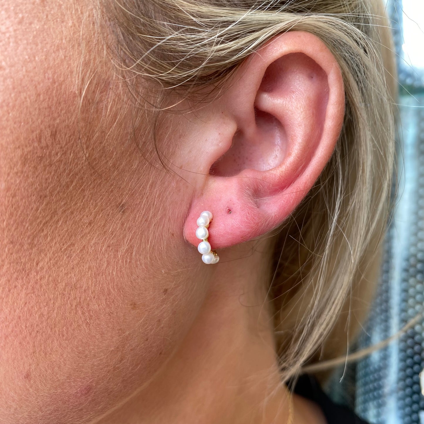 SUNSHINE Freshwater Pearl Stud Hoop Earrings - John Ross Jewellers