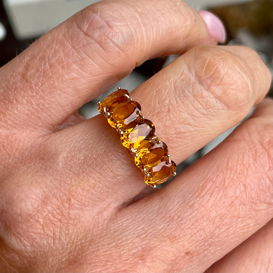 9ct Gold Yellow Topaz Stepped Ring - John Ross Jewellers