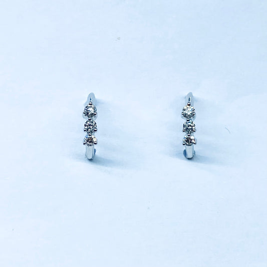 18ct White Gold Diamond Hoop Earrings - 0.17ct - John Ross Jewellers