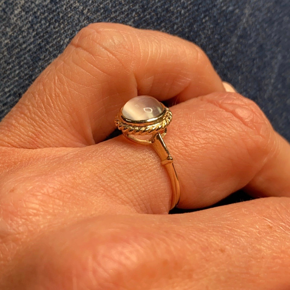 9ct Gold Moonstone Dress Ring - Round Signet - John Ross Jewellers