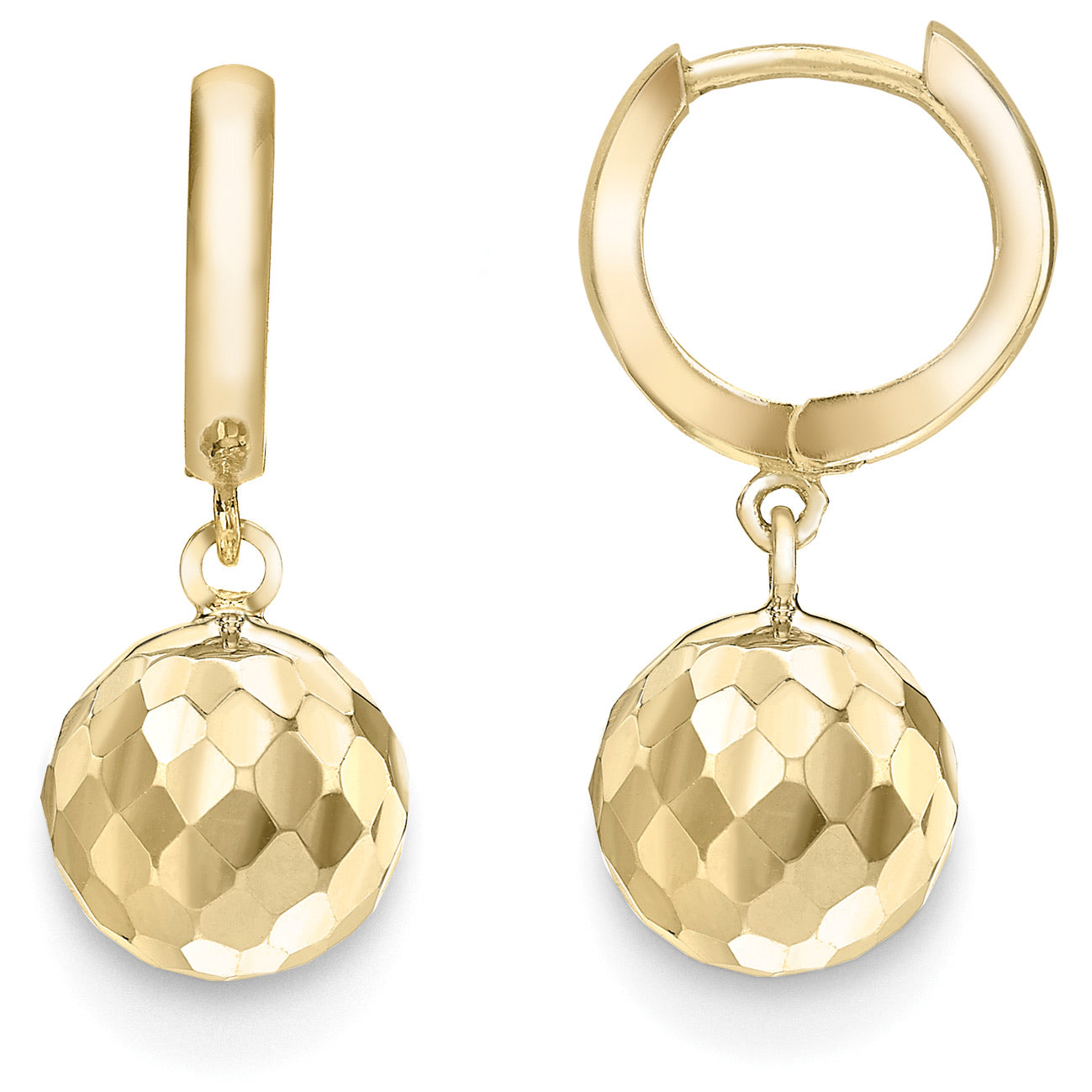 9ct Gold Faceted Ball Hoop Earrings - John Ross Jewellers
