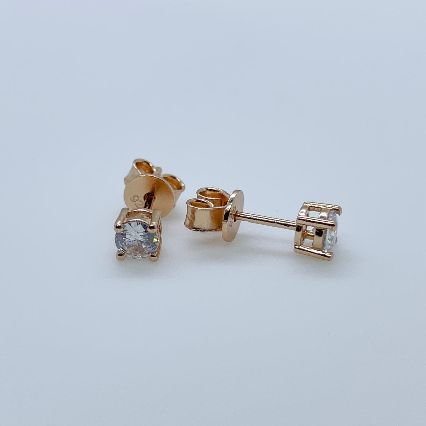 Rose Silver 4mm CZ Claw Set Rose Stud Earrings - John Ross Jewellers
