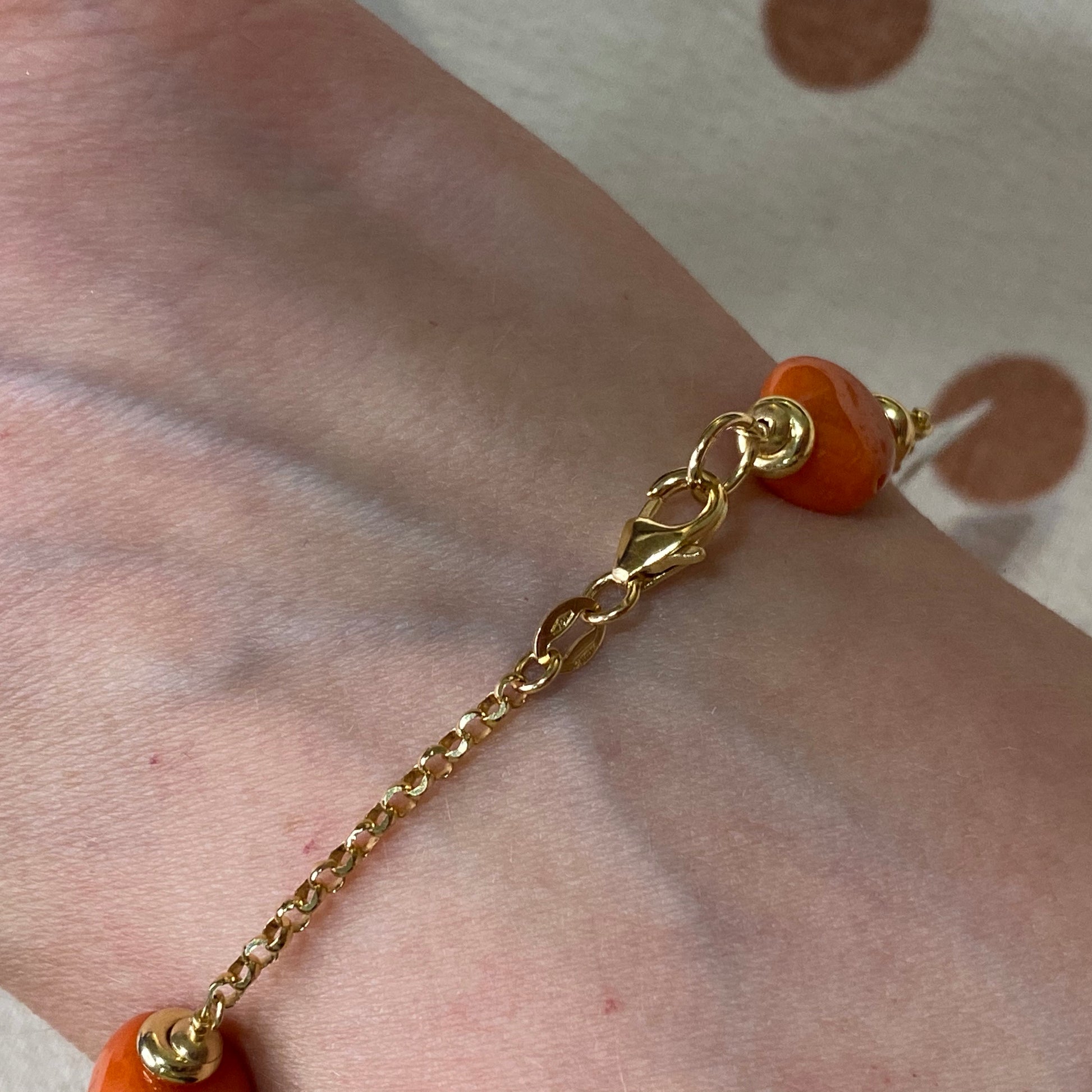 18ct Gold Soft Red Coral & Chain Bracelet - John Ross Jewellers