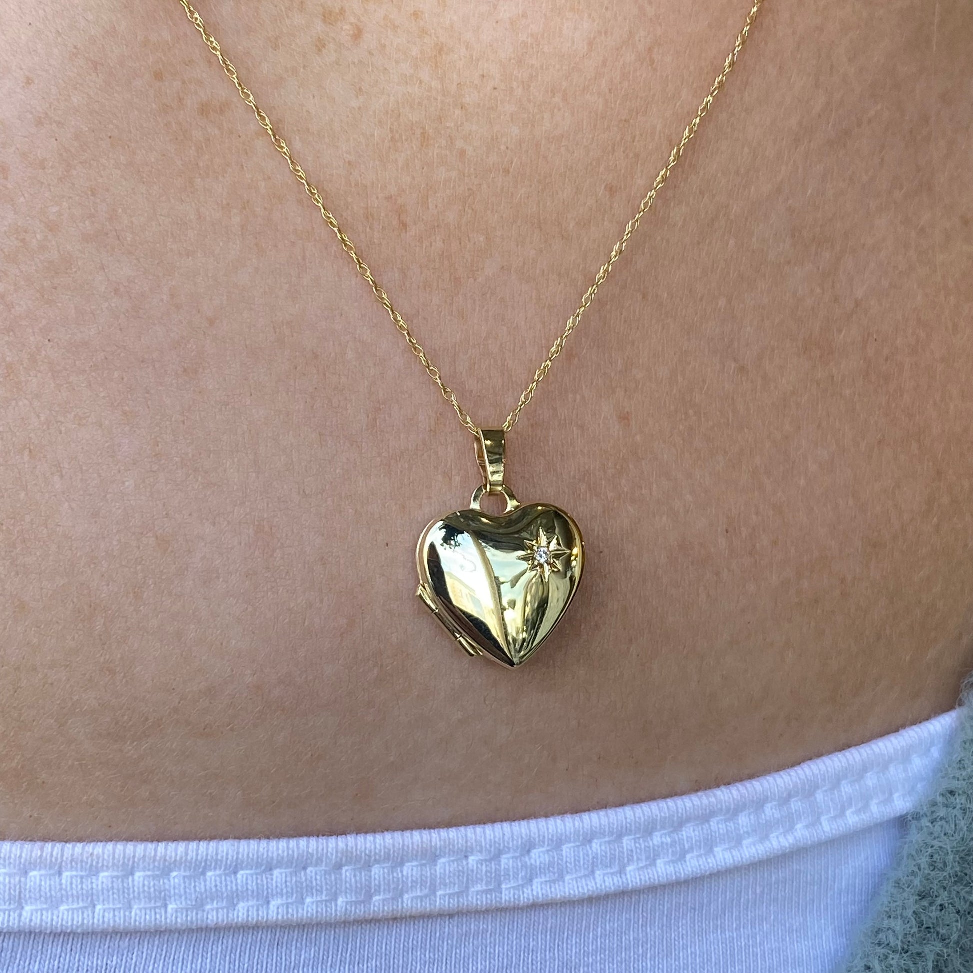 9ct Gold Diamond Heart Locket Necklace - John Ross Jewellers