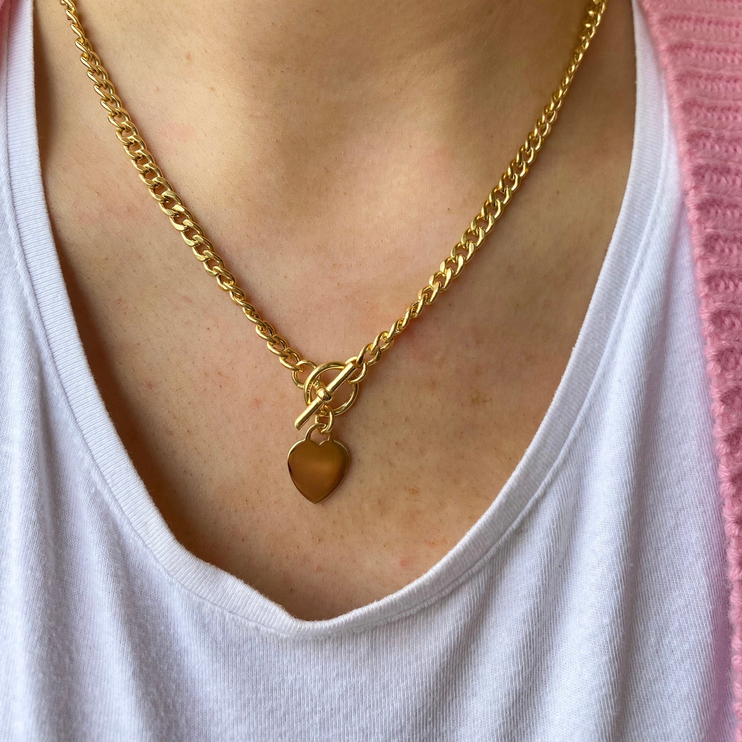 Sunshine Classic T-Bar & Heart Necklace - John Ross Jewellers