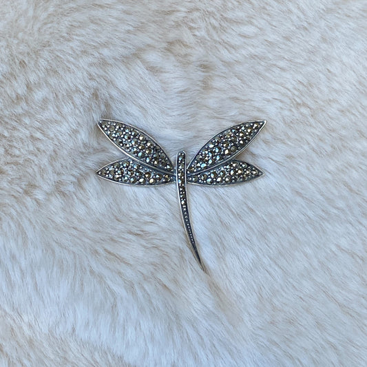 Silver Marcasite Dragonfly Brooch - John Ross Jewellers