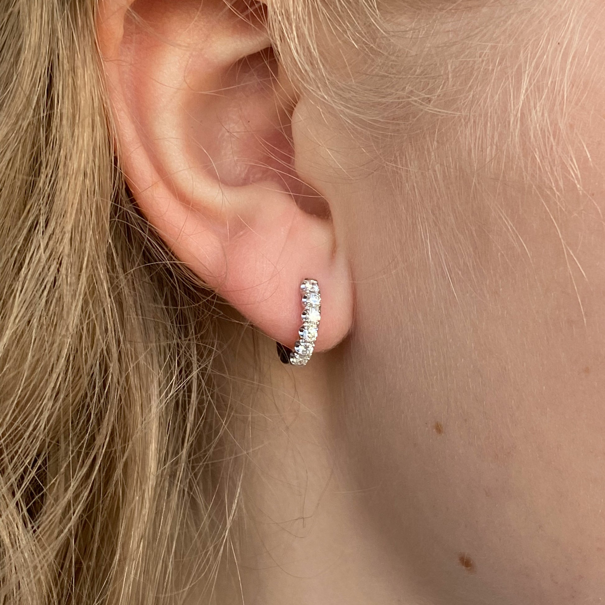18ct White Gold Diamond Hoop Earrings - 0.34ct - John Ross Jewellers