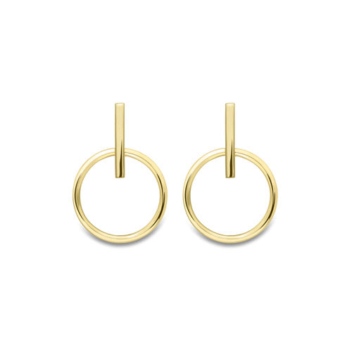 9ct Gold Open Circle With Bar Earrings - John Ross Jewellers