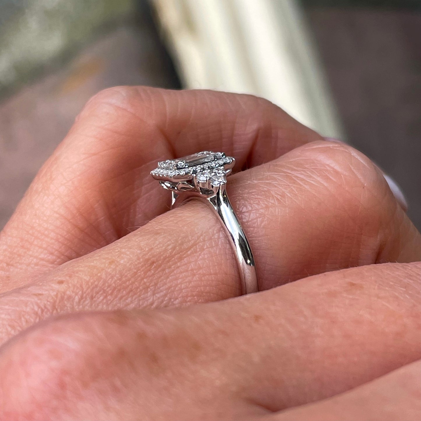 18ct White Gold Leah Rectangular Engagement Ring | 0.76ct - John Ross Jewellers