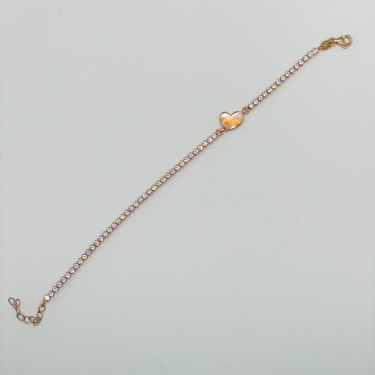 Rose Silver CZ Bracelet with Heart - John Ross Jewellers