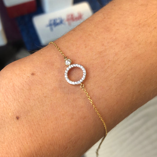 9ct Gold CZ Open Circle Bracelet - John Ross Jewellers