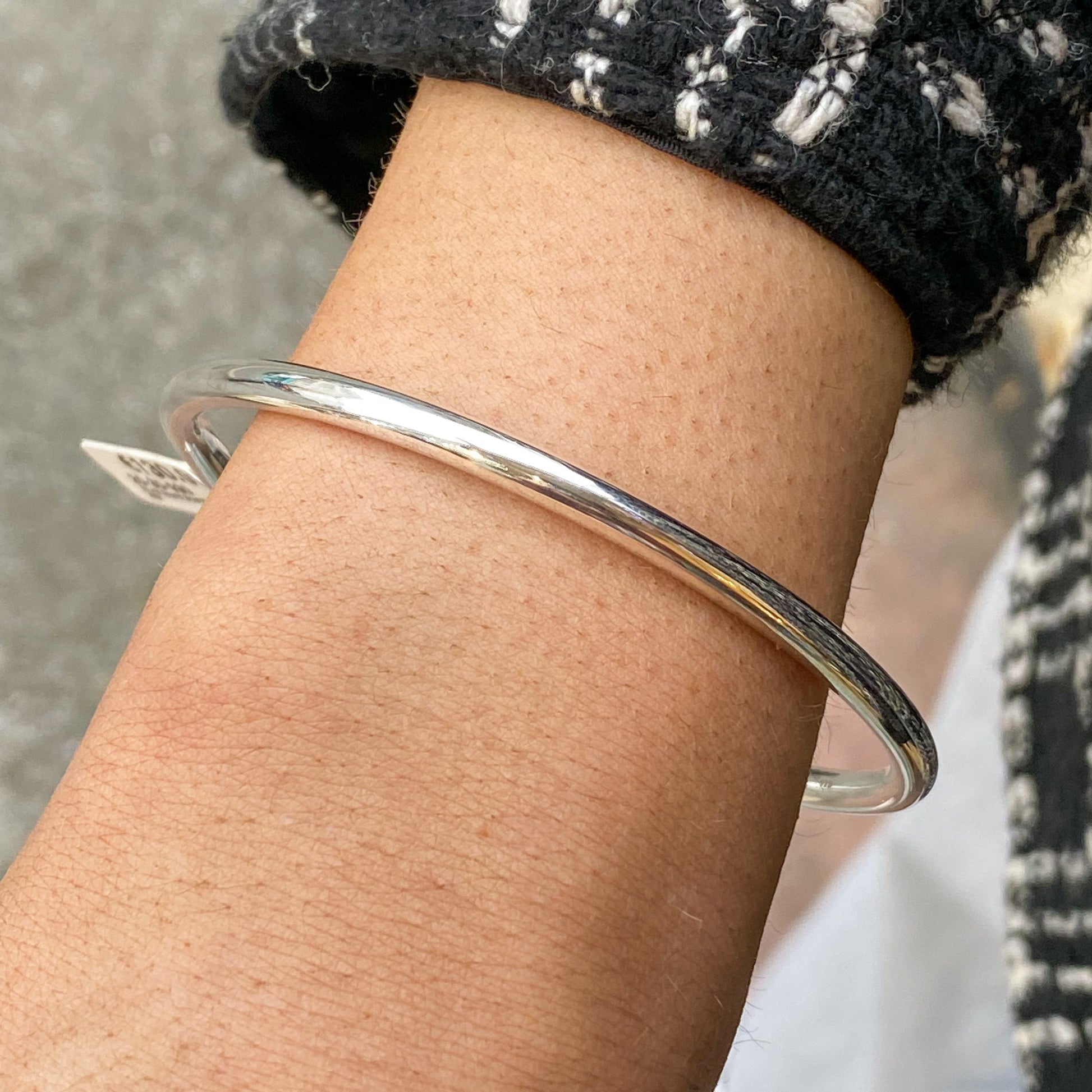 Silver Round Shaped Bangle | 4mm - John Ross Jewellers