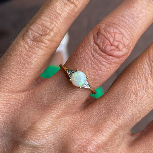 18ct Gold Opal & Diamond Ring - John Ross Jewellers