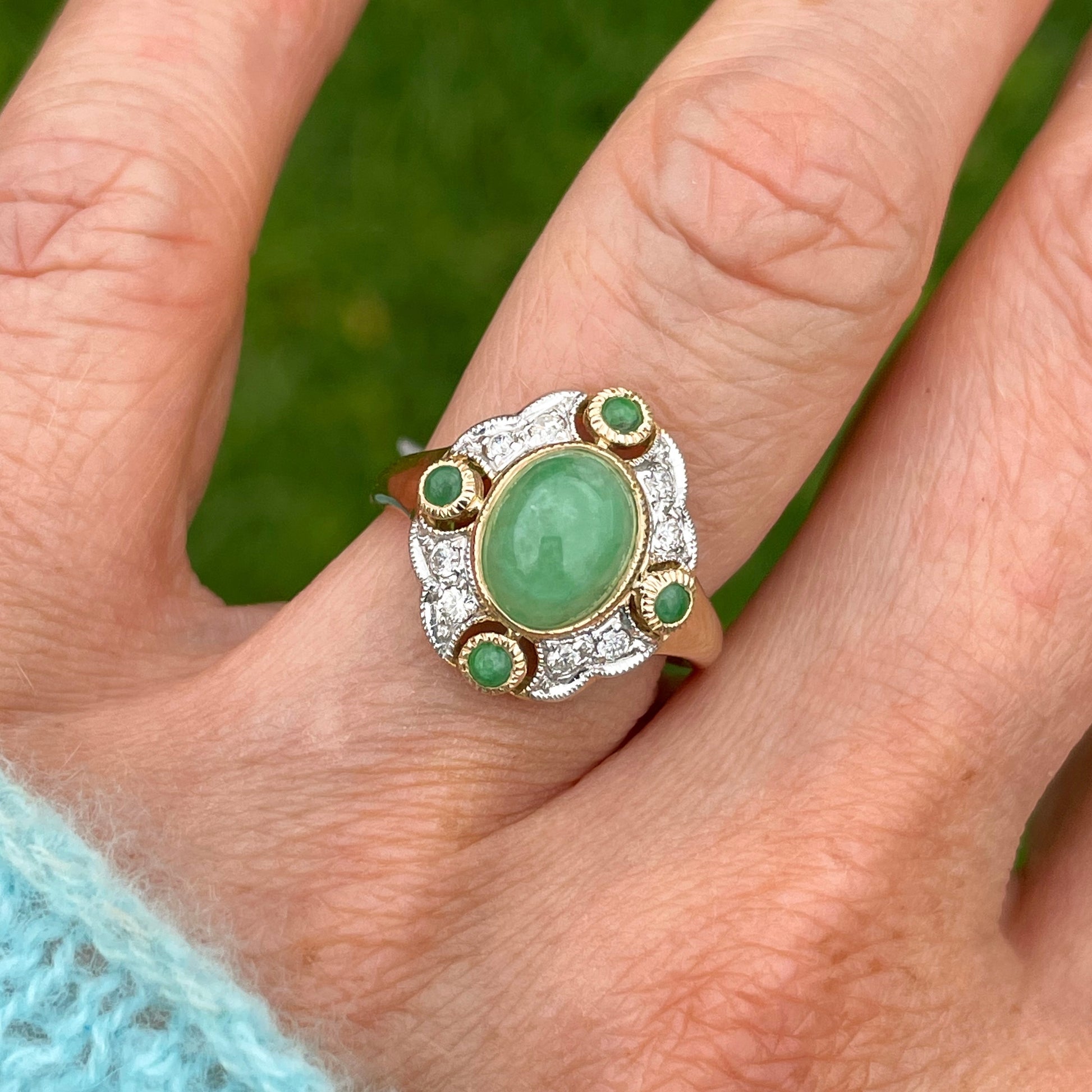 9ct Gold Jade & Diamond Ring - John Ross Jewellers