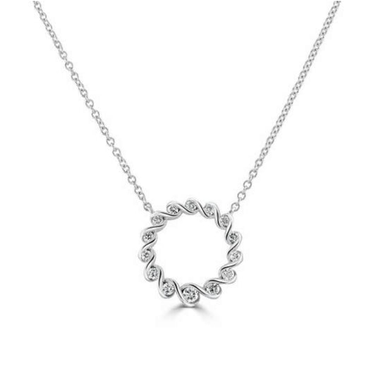 18ct White Gold Ribbon Diamond Pendant | 0.29ct - John Ross Jewellers