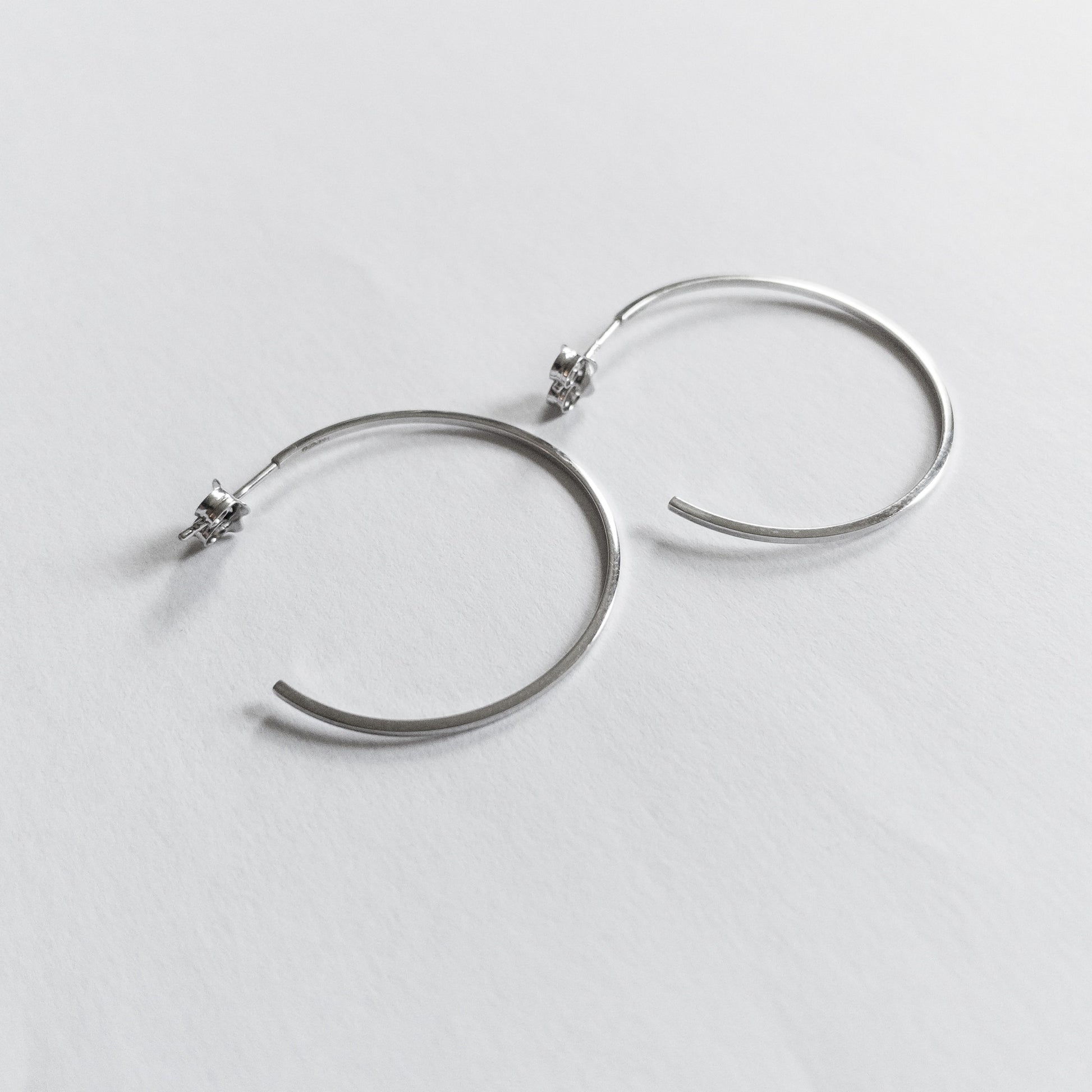 9ct White Gold Extra Skinny Hoop Earrings | 32mm - John Ross Jewellers