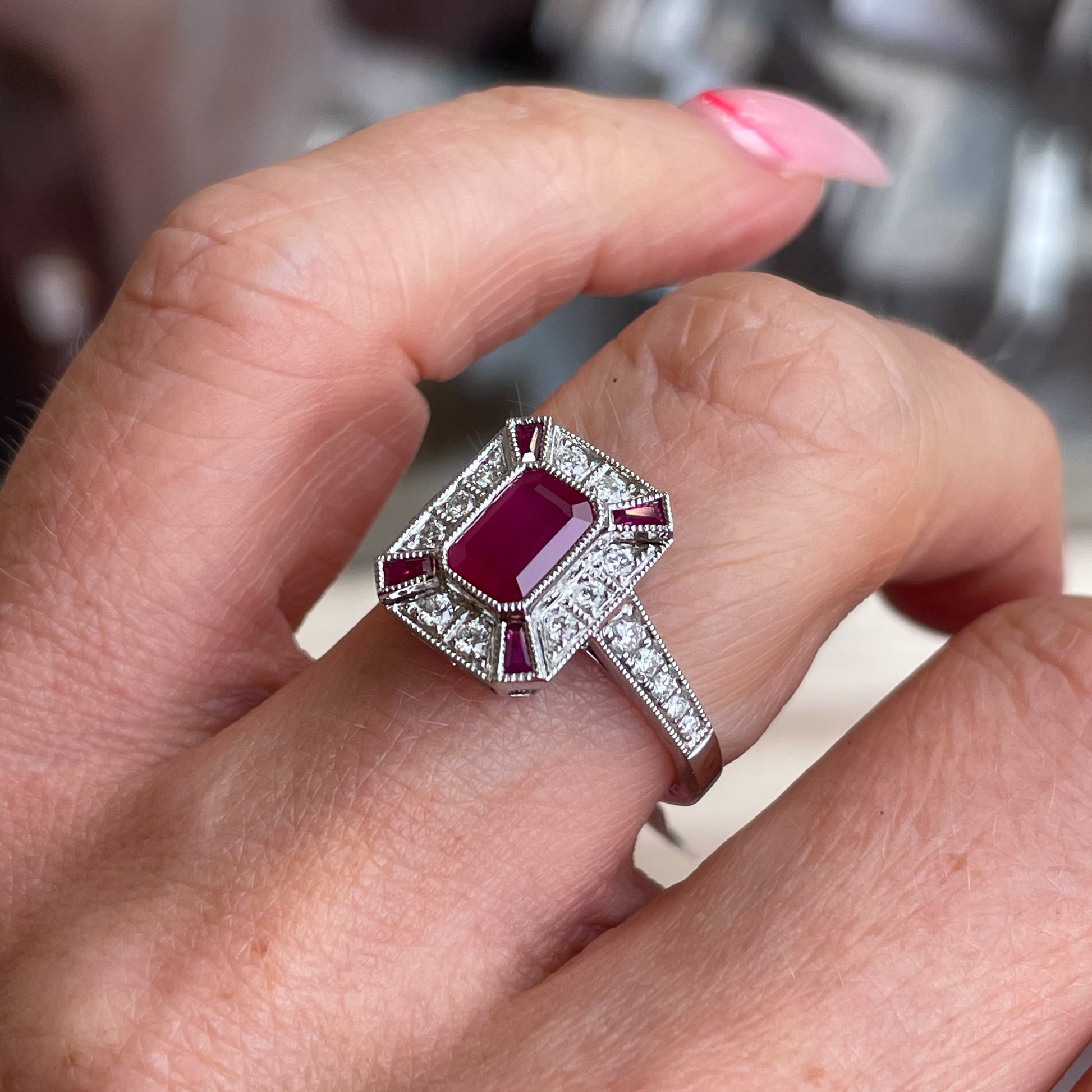 18ct White Gold Ruby & Diamond Ring - John Ross Jewellers