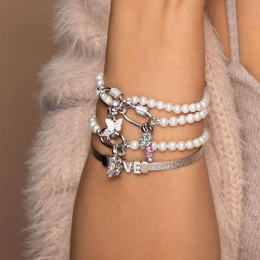 REBECCA MyWorld Pearl Bracelet - Clover Charm - John Ross Jewellers