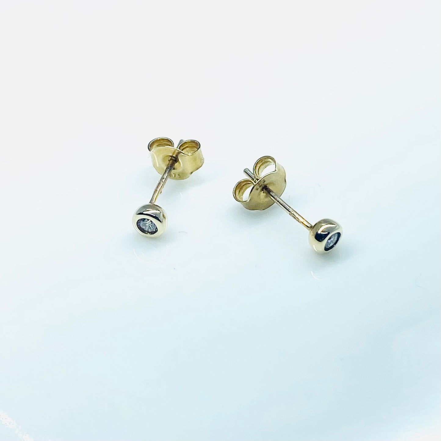 9ct Gold Diamond Stud Earrings - Bezel Set - John Ross Jewellers