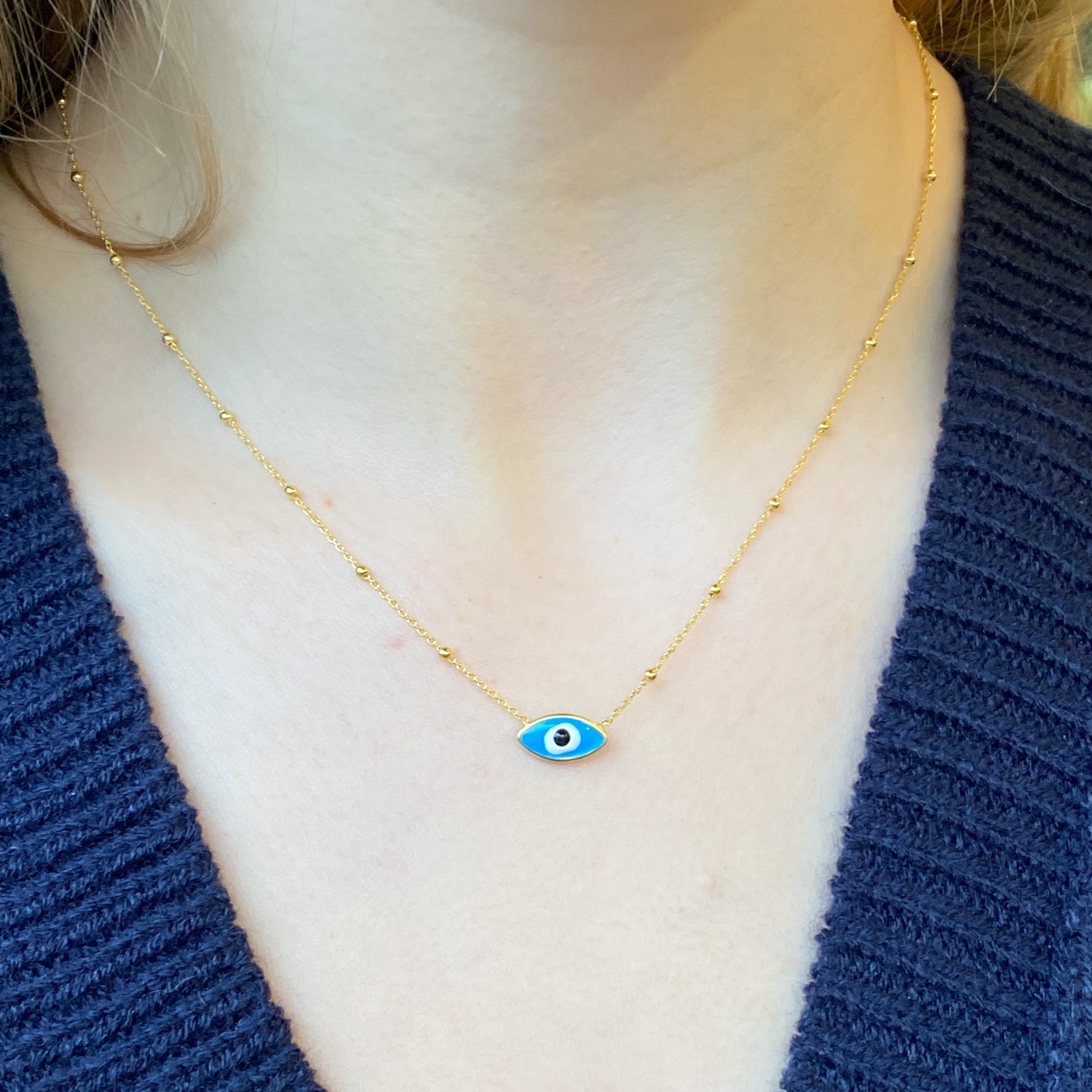 Sunshine Enamelled Evil Eye Necklace - John Ross Jewellers