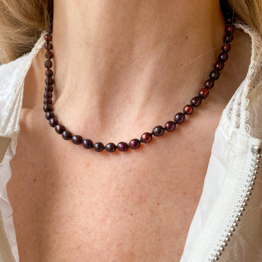 Garnet Red Freshwater Pearl Necklace - John Ross Jewellers