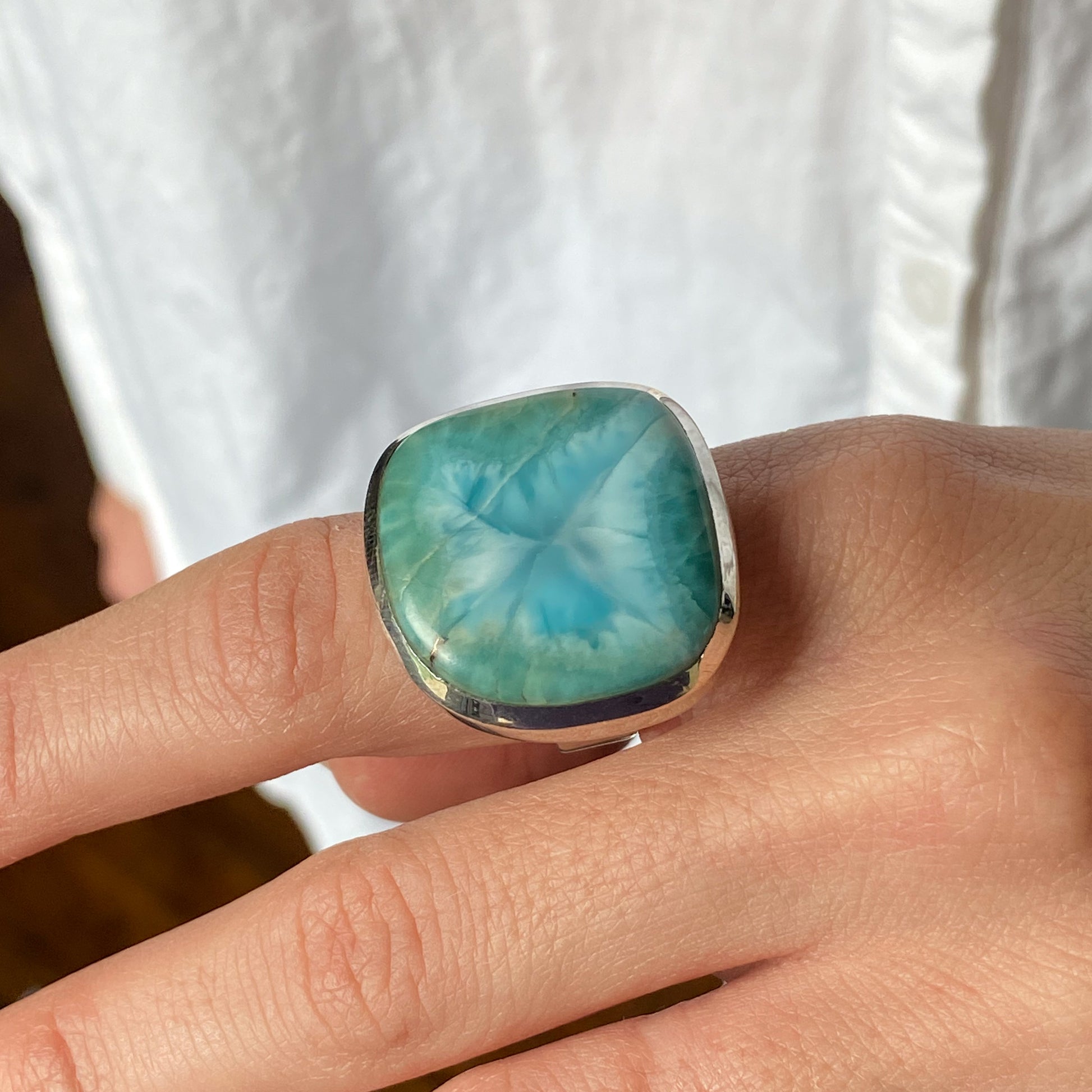 Silver Larimar Fan Ring - John Ross Jewellers