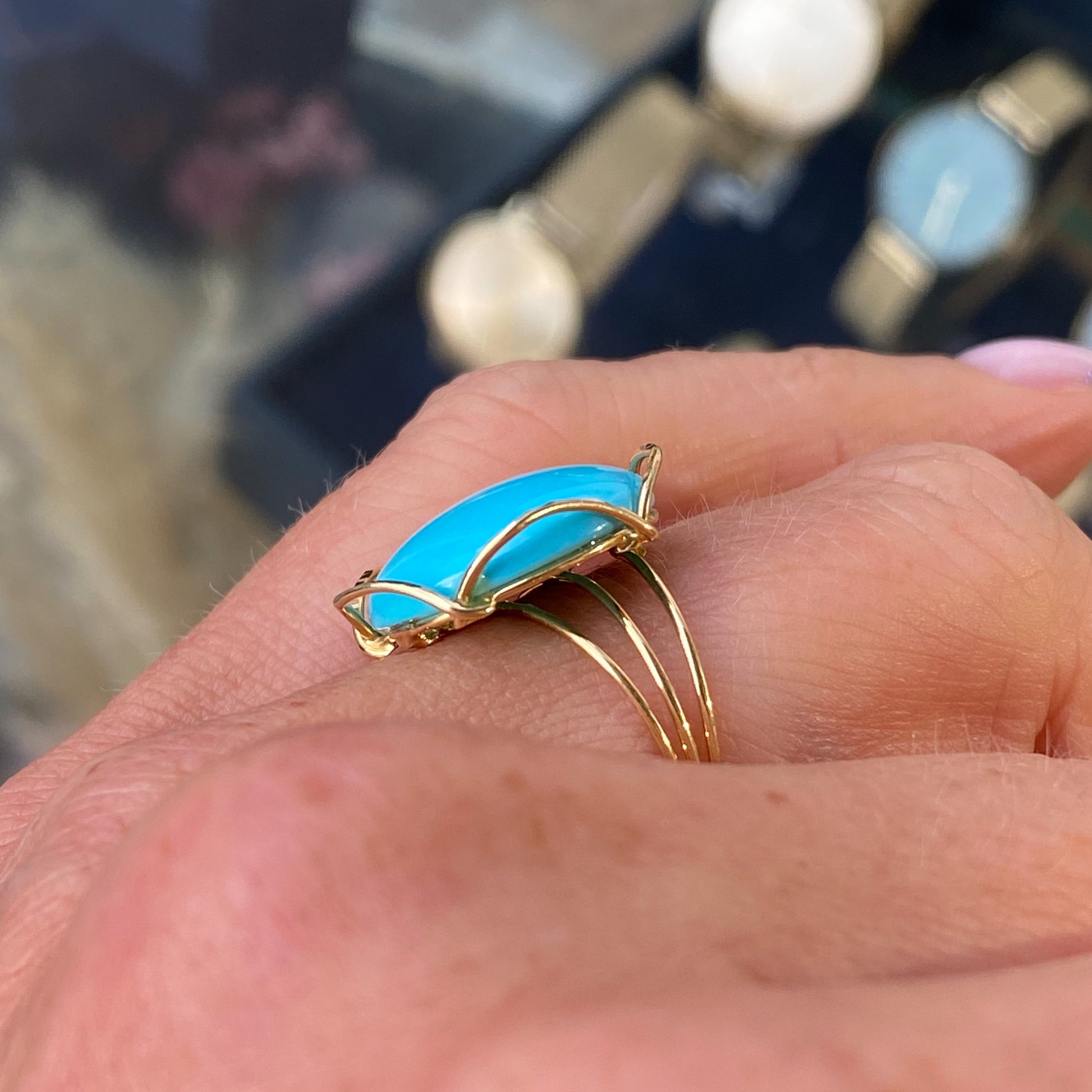 18ct Gold Turquoise Scintilla Ring | Round - John Ross Jewellers