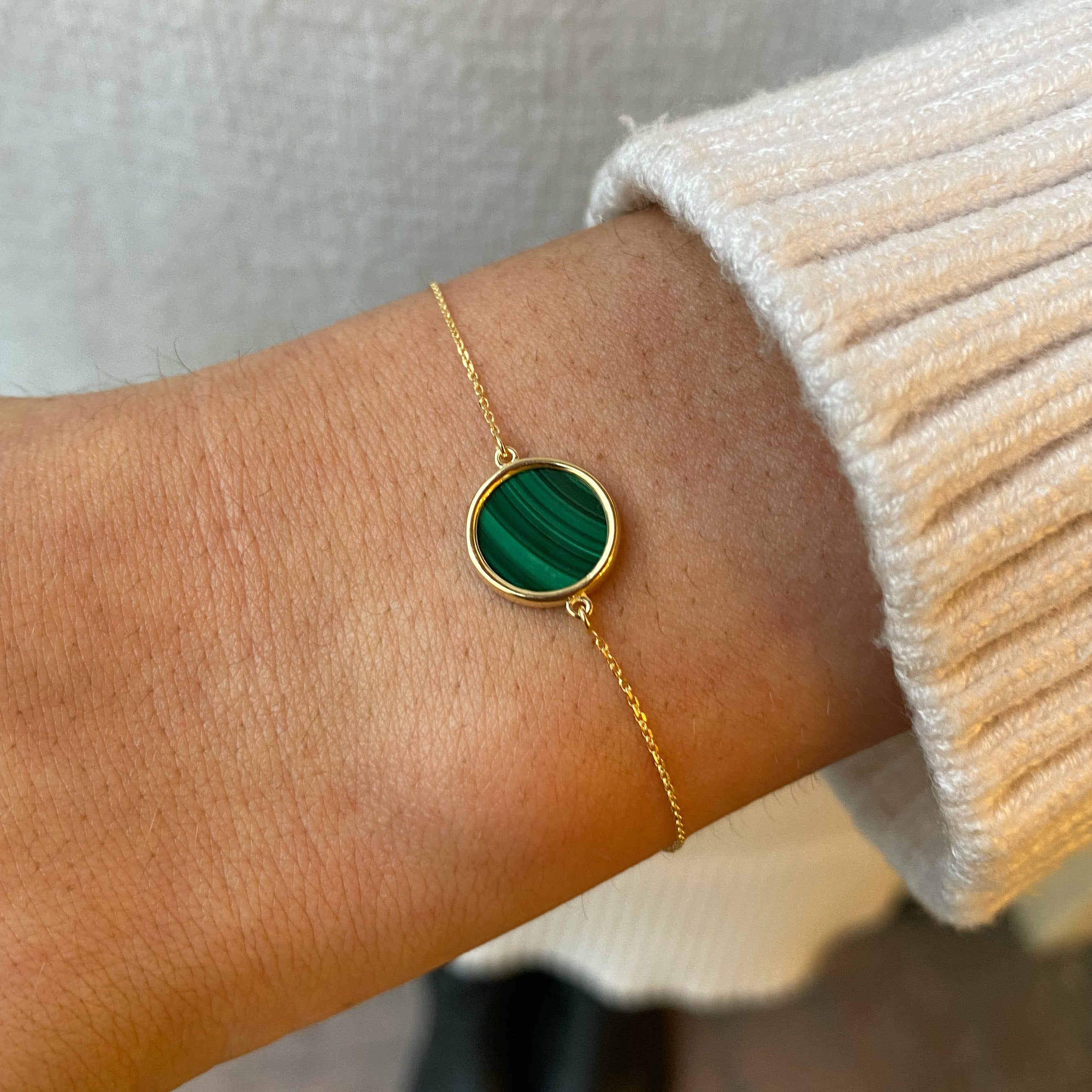 9ct Yellow Gold Malachite 19cm Bracelet – Grahams Jewellers