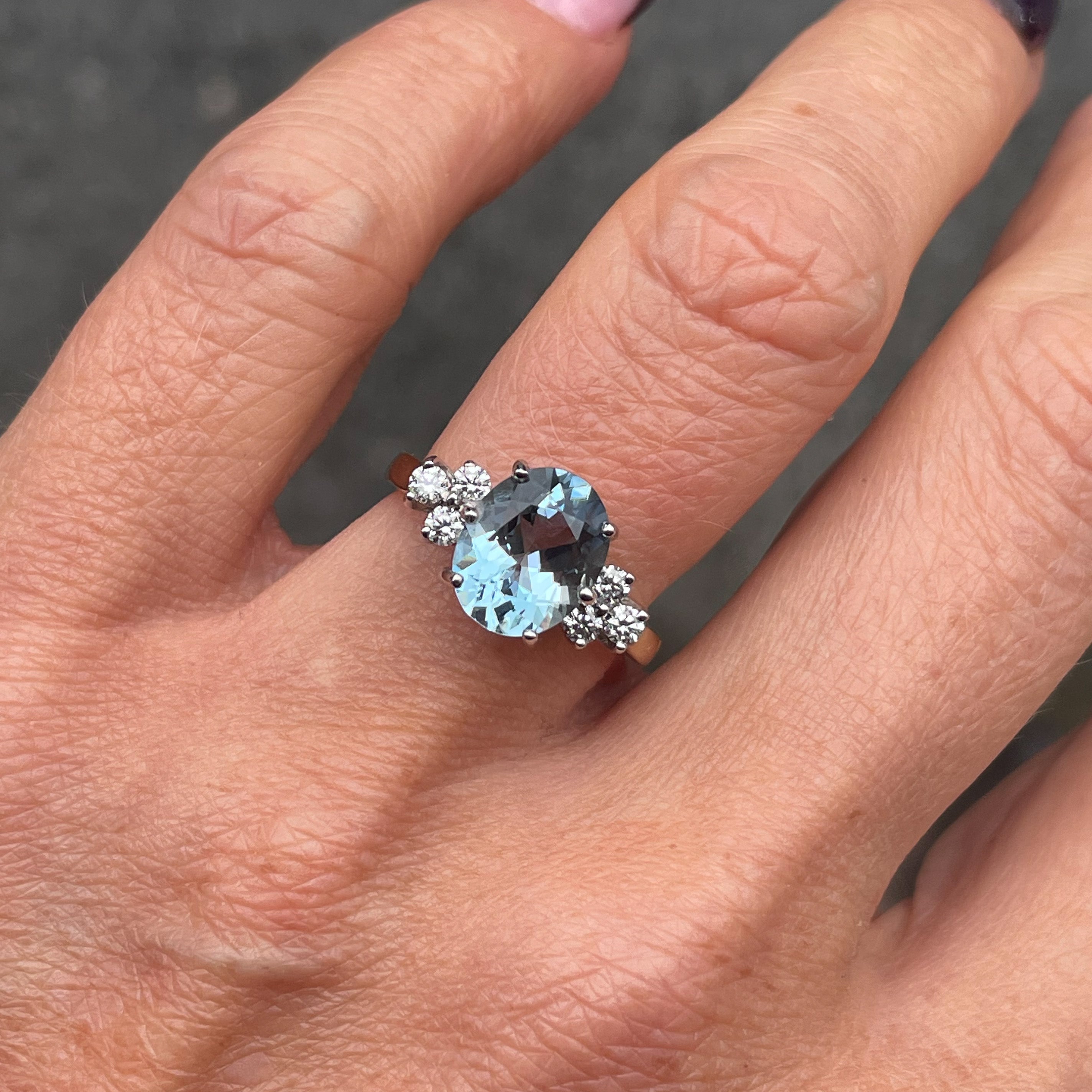 18ct Gold Aquamarine & Diamond Ring | John Ross Jewellers