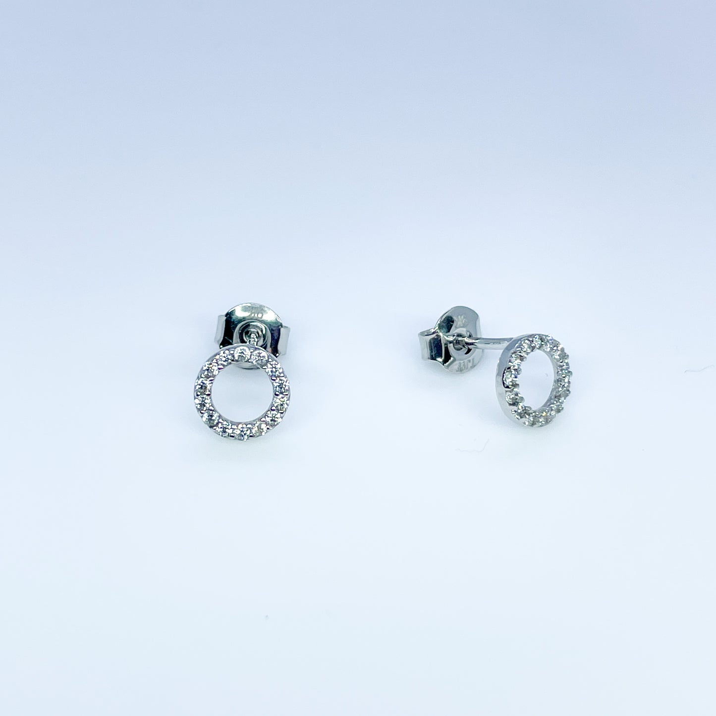 9ct White Gold CZ Open Circle Stud Earrings - John Ross Jewellers