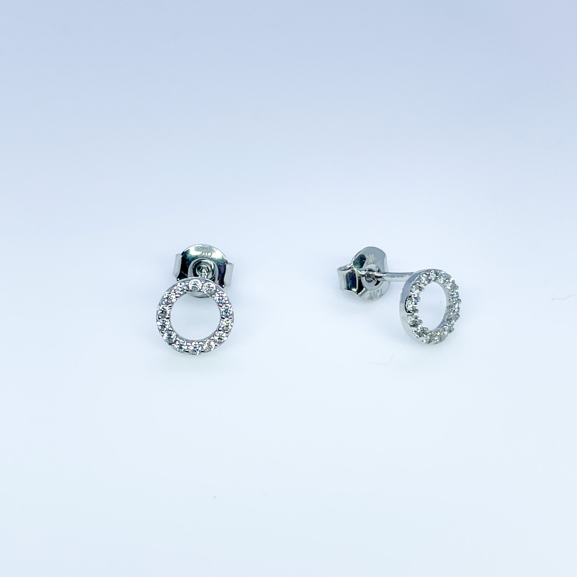 9ct White Gold CZ Open Circle Stud Earrings - John Ross Jewellers