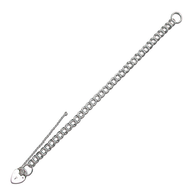 Silver Double Curb Link Charm Bracelet - Medium Weight - John Ross Jewellers
