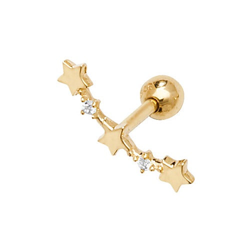 Ear Candy 9ct Gold CZ Three Star Cartilage Stud - John Ross Jewellers