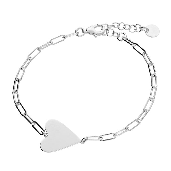 Silver Identity Link Bracelet - Silver Heart - John Ross Jewellers